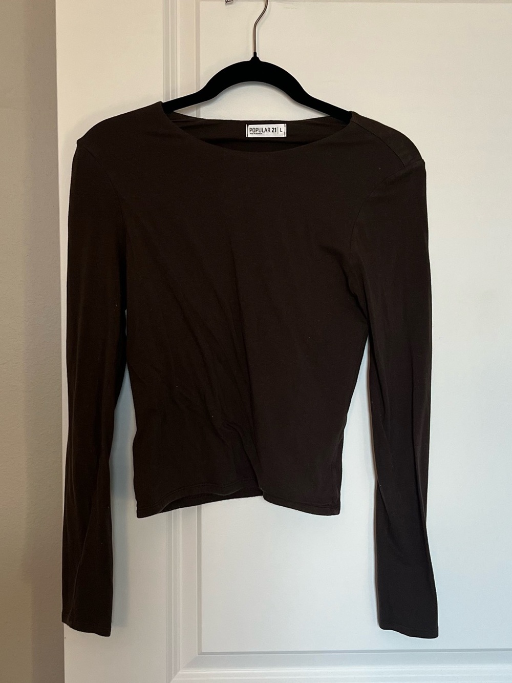 Brown Long Sleeve Crewneck Top
